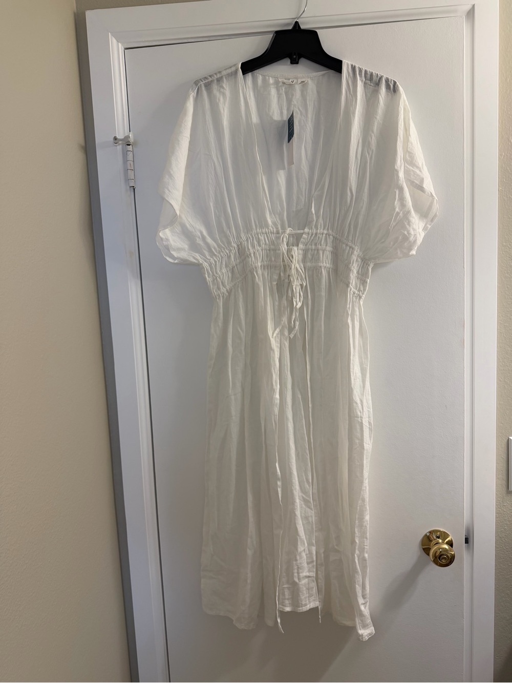 Roxy coverups White Boho Drawstring Midi Dress